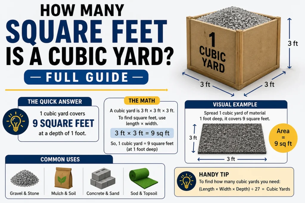 how many square feet is a cubic yard