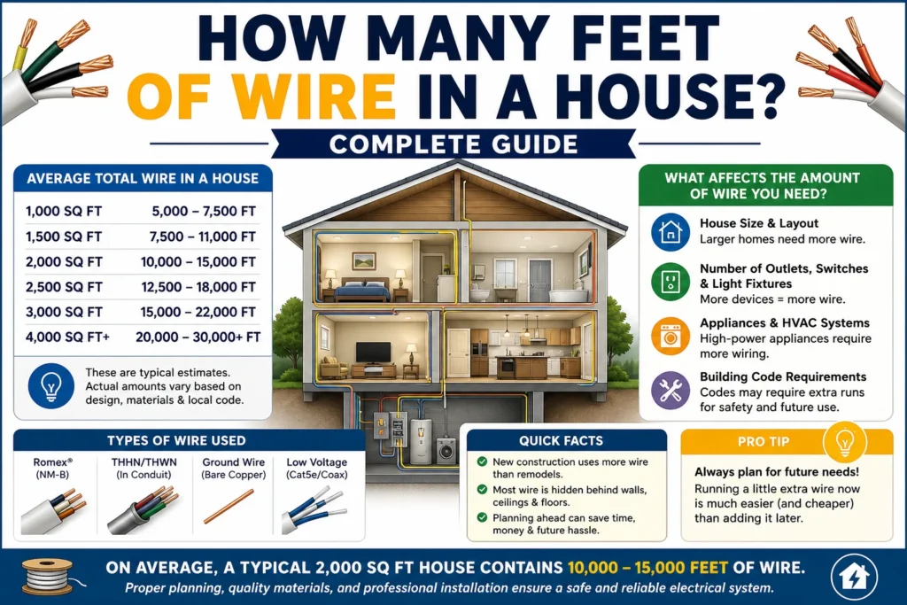 how many feet of wire in a house