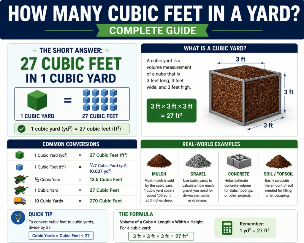 how many cubit feet in a yard