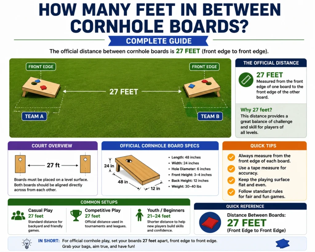 how many feet in between cornhole boards