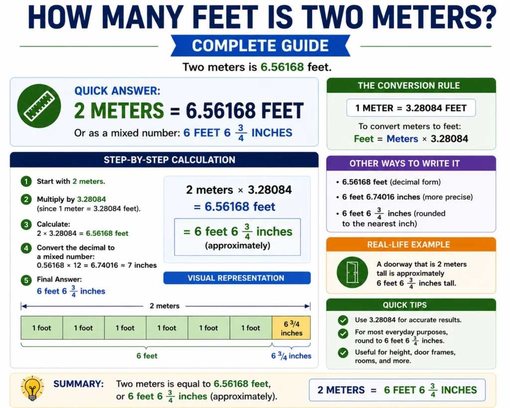 how many feet is two meters