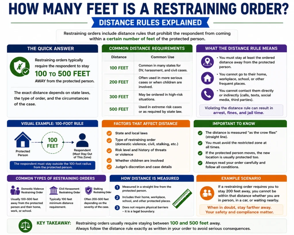 how many feet is a restraining order