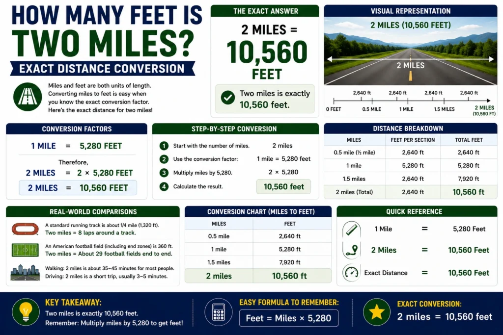how many feet is two miles