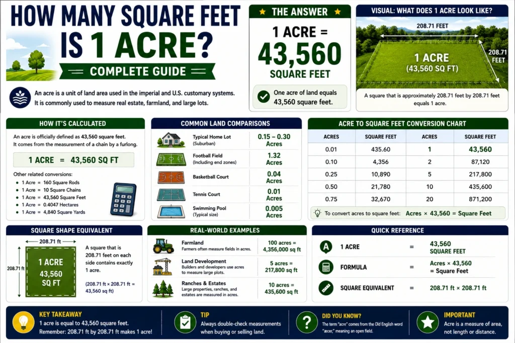 how many square feet is 1 acre