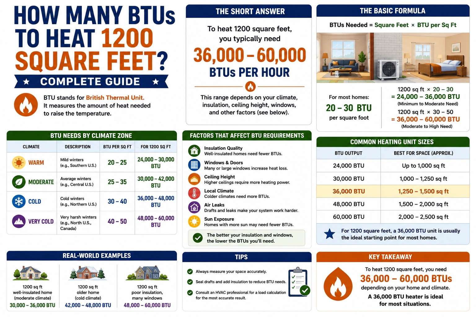 How Many BTUs to Heat 1200 Square Feet