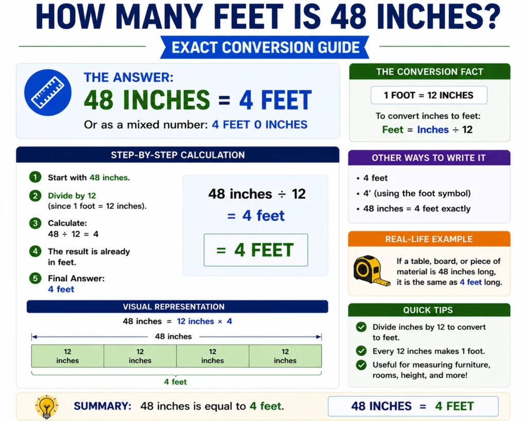 how many feet is 48 inches