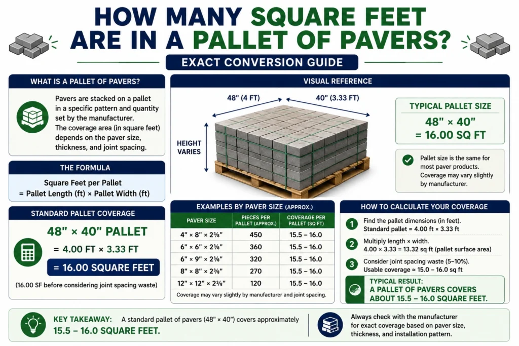 how many square feet are in a pallet of pavers