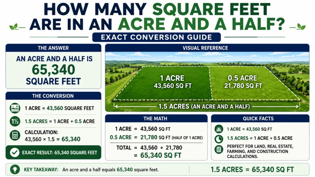 how many square feet are in an acre and a half