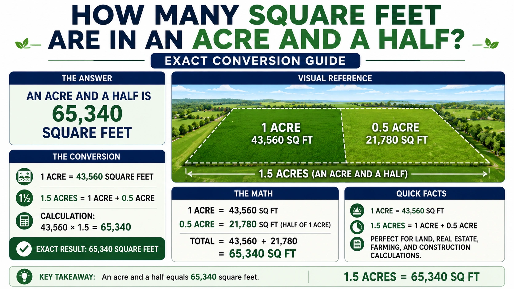 how many square feet are in an acre and a half