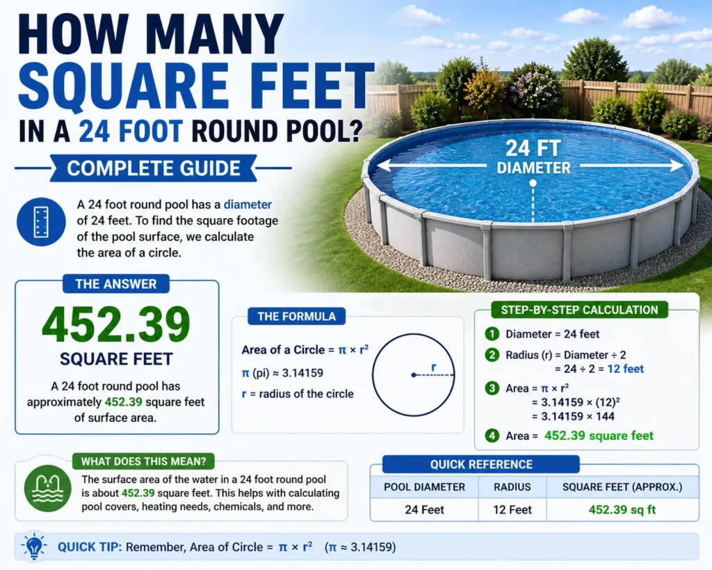 how many square feet in a 24 foot round pool