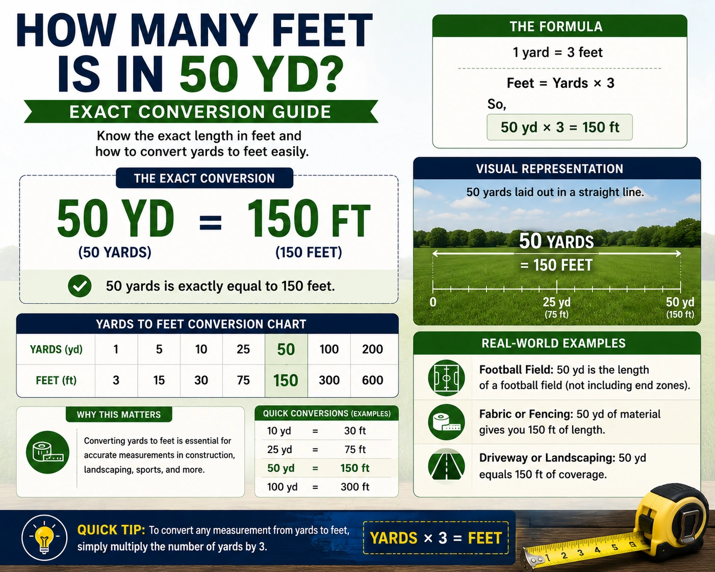 how many feet is in 50yd