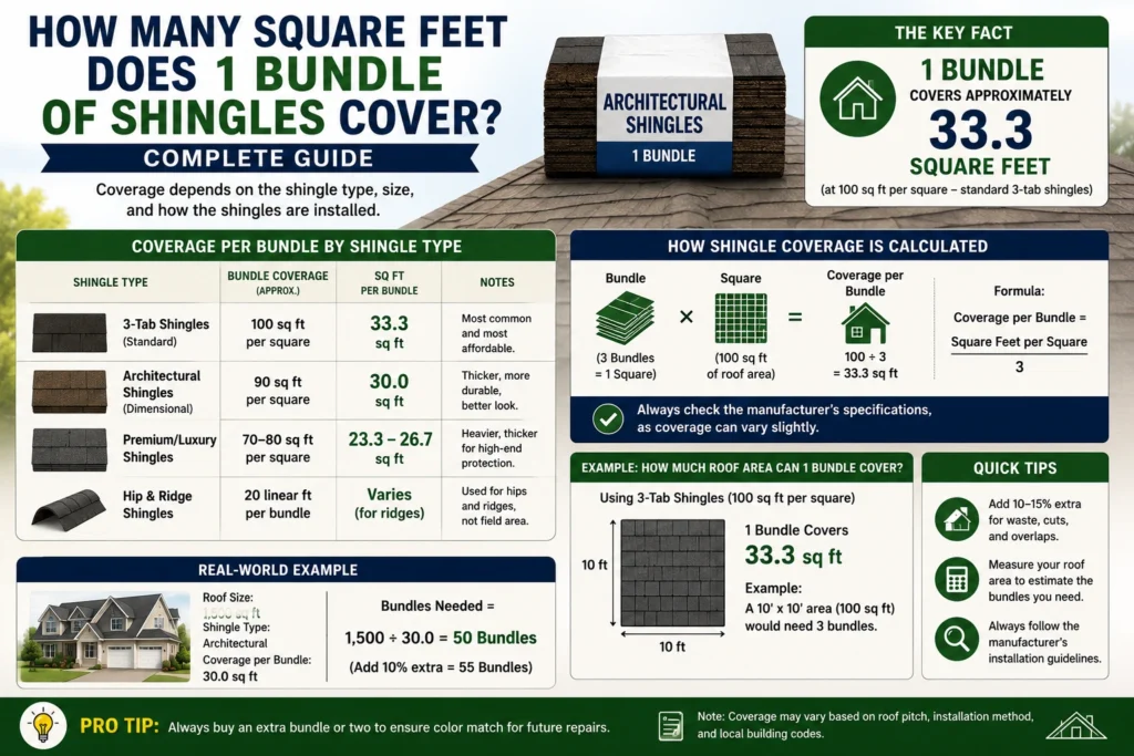 how many square feet does 1 bundle of shingles cover