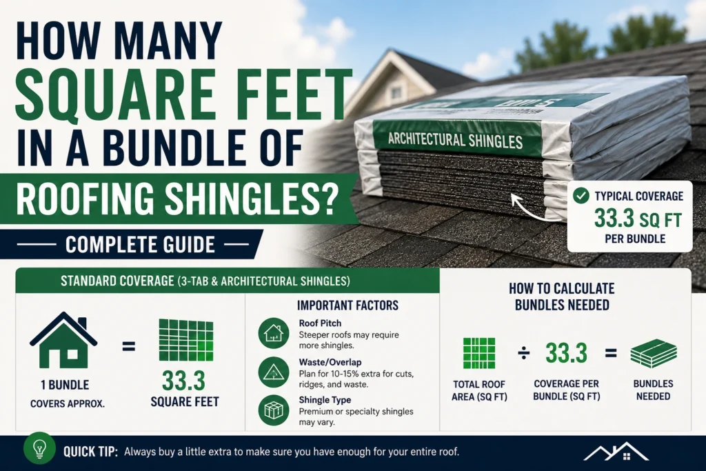 how many square feet in a bundle of roofing shingles
