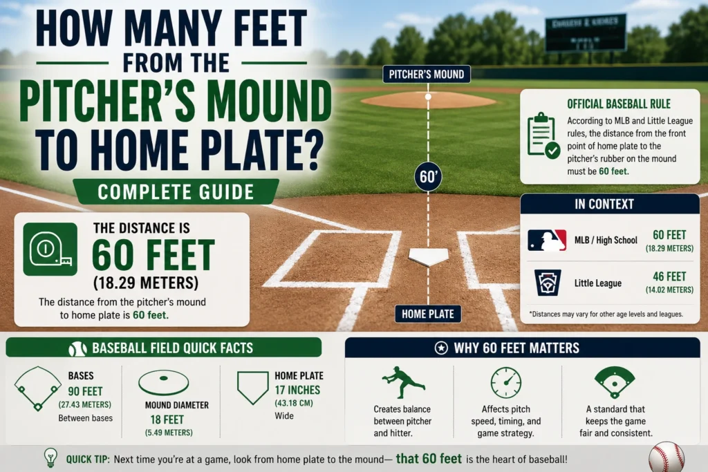 how many feet from the pitcher's mound to home plate
