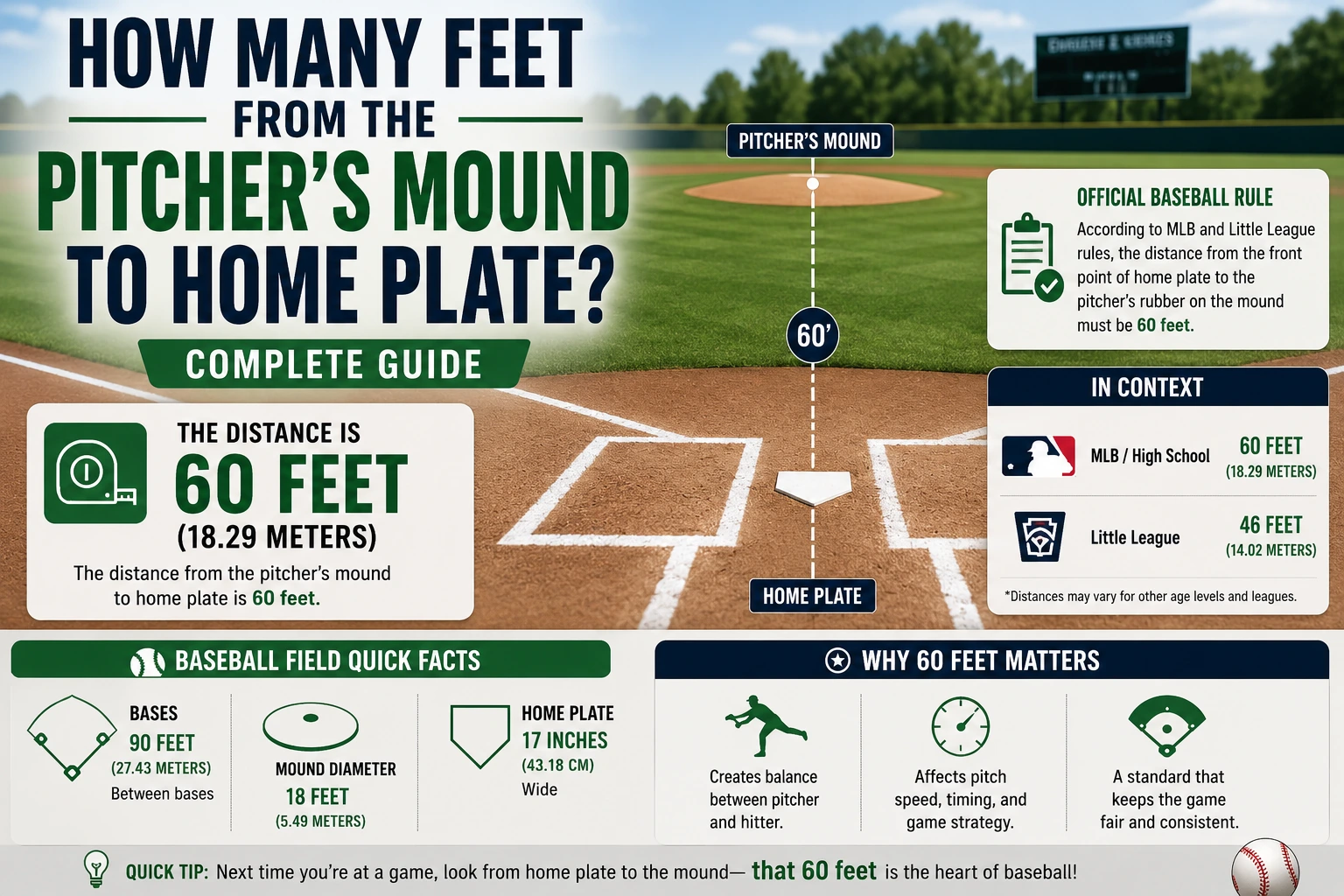 how many feet from the pitcher's mound to home plate