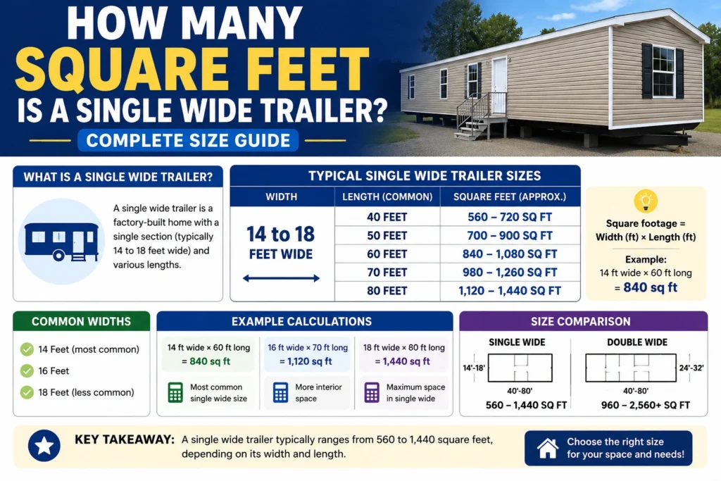 how many sq feet is a single wide trailer?