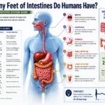 how many feet of intestines do humans have