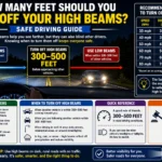 how many feet should you turn off your high beams