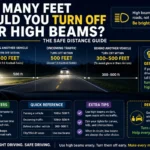 how many feet should you turn off your high beams