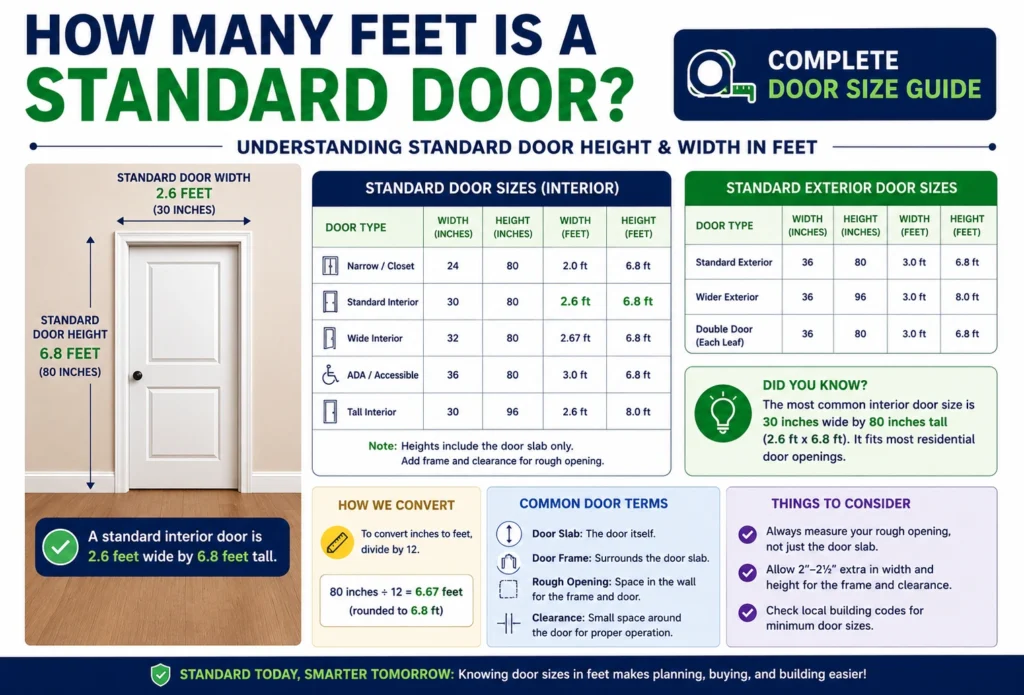 how many feet is a standard door