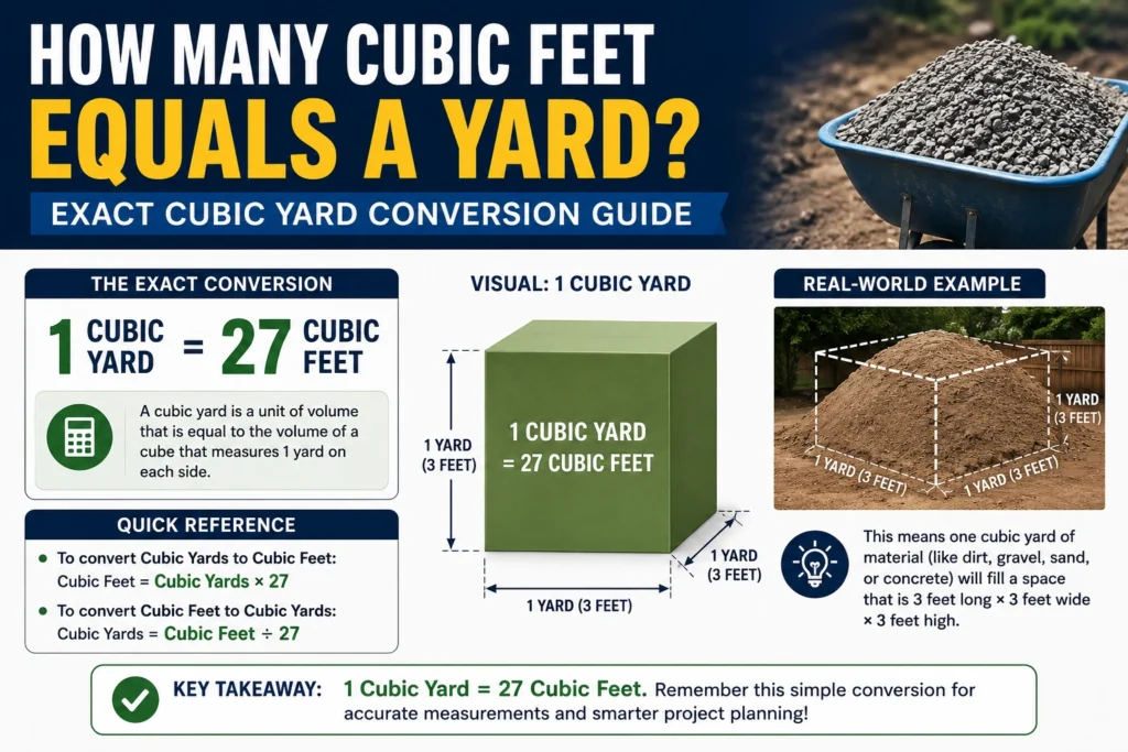 how many cubic feet equals a yard