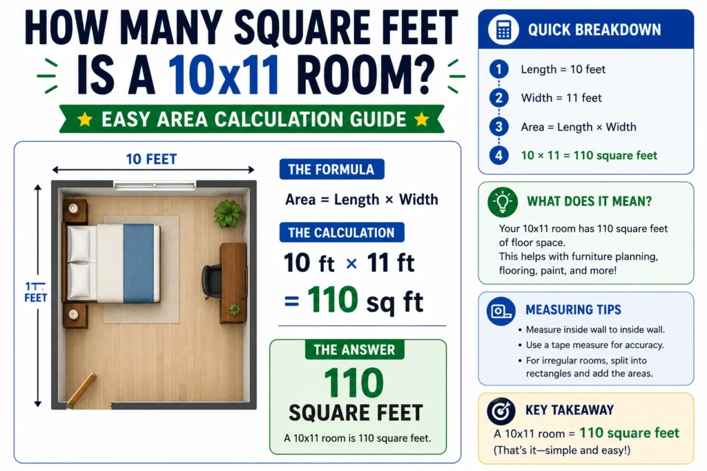 how many square feet is a 10x11 room