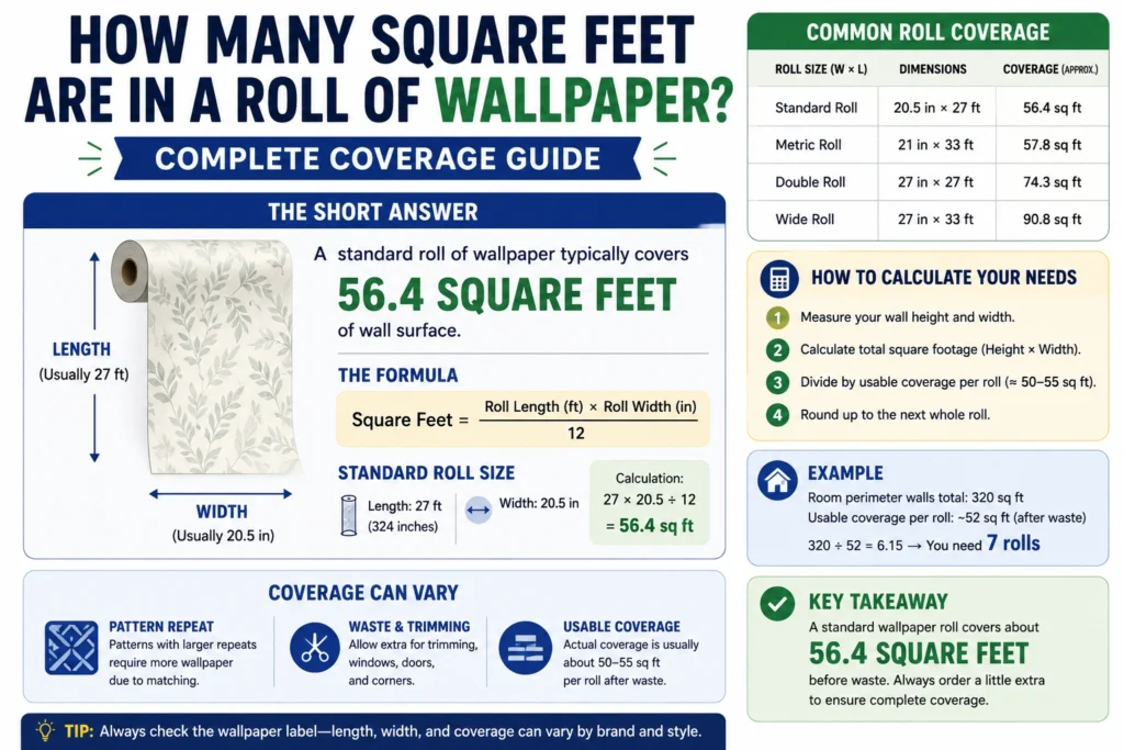 how many square feet are in a roll of wallpaper