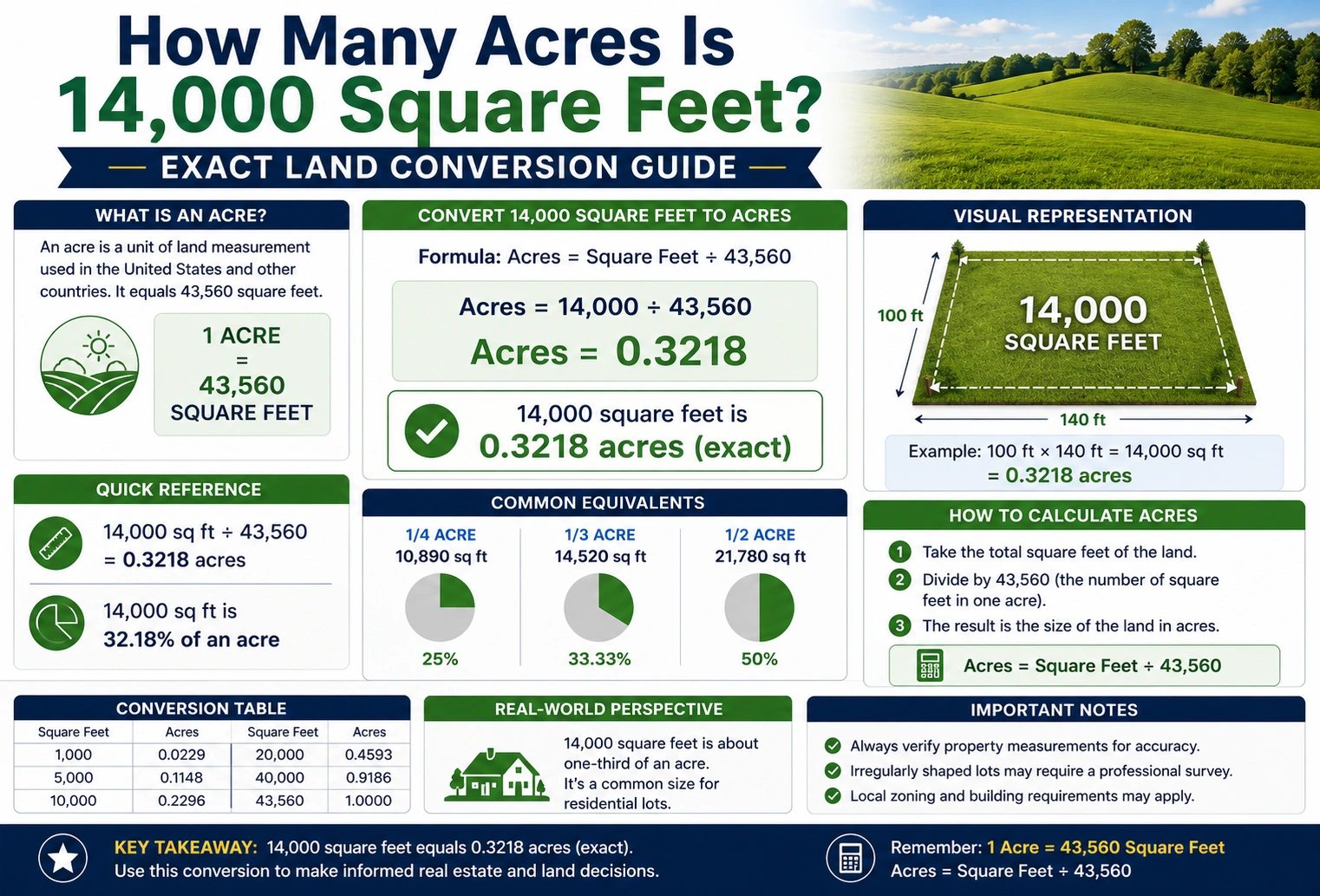 How Many Acres Is 14,000 Square Feet