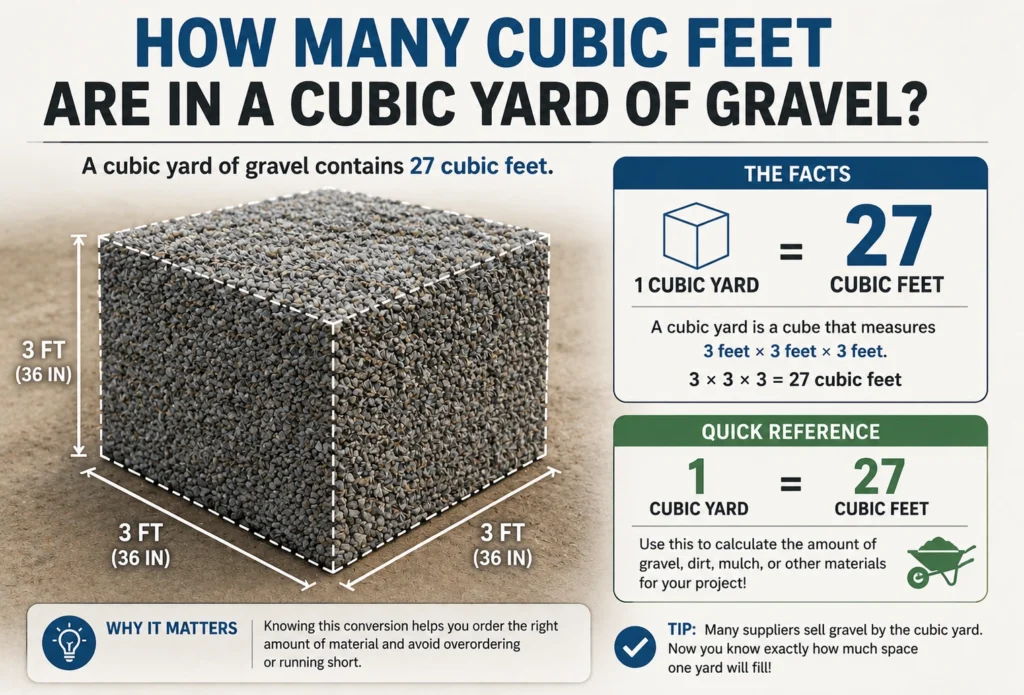 how many cubic feet in a cubic yard of gravel
