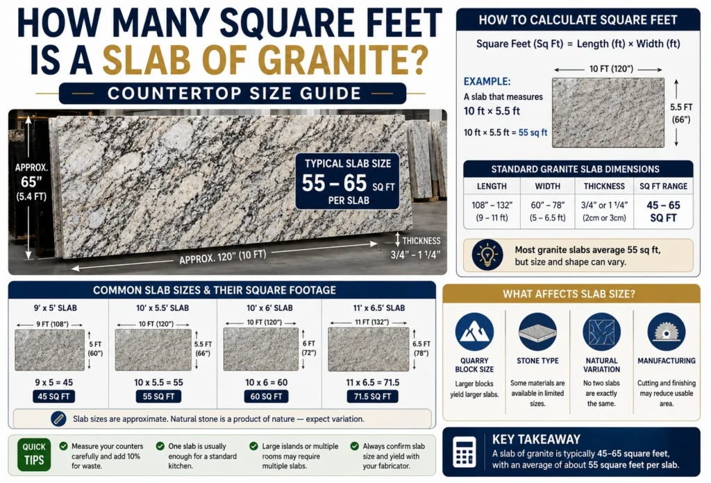 How Many Square Feet Is a Slab of Granite? Countertop Size Guide