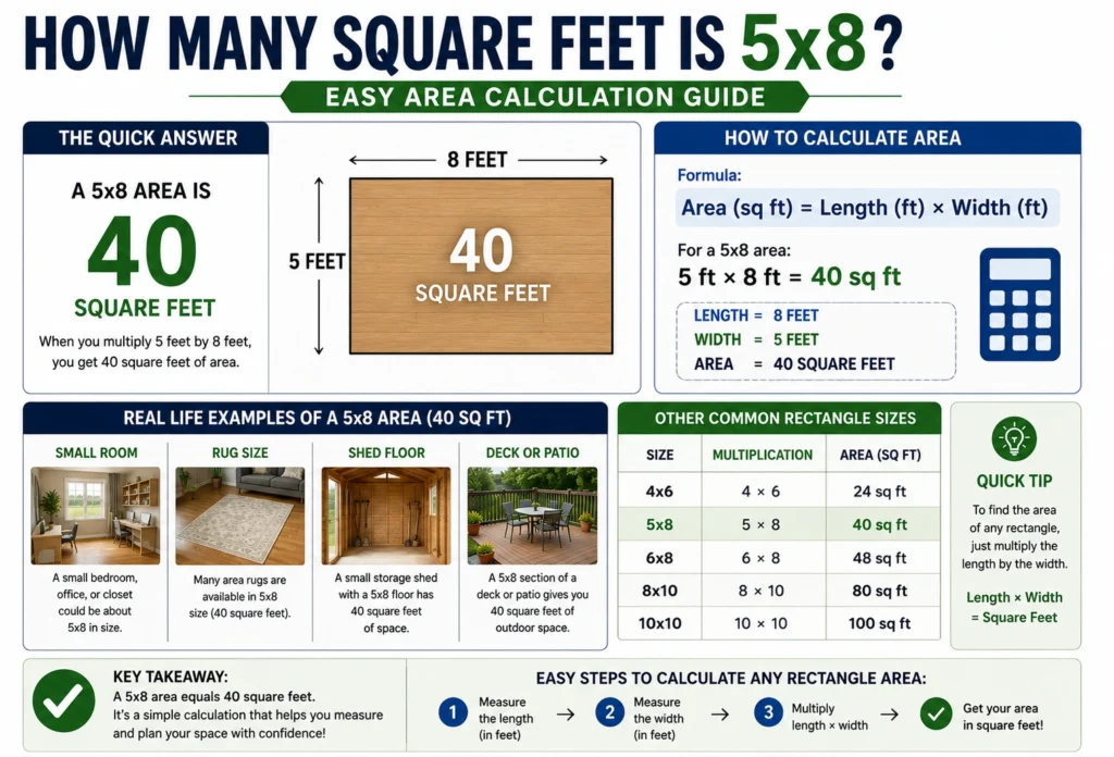 how many square feet is 5x8
