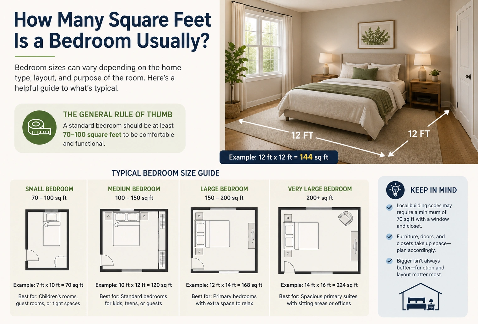 How Many Square Feet Is a Bedroom Usually?
