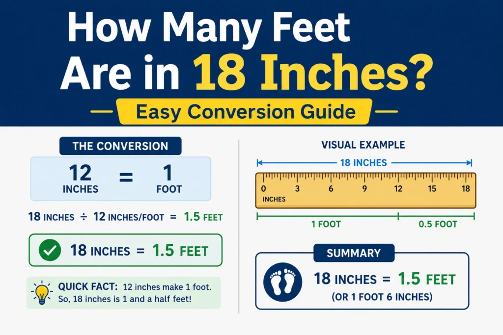 how many feet are in 18 inches