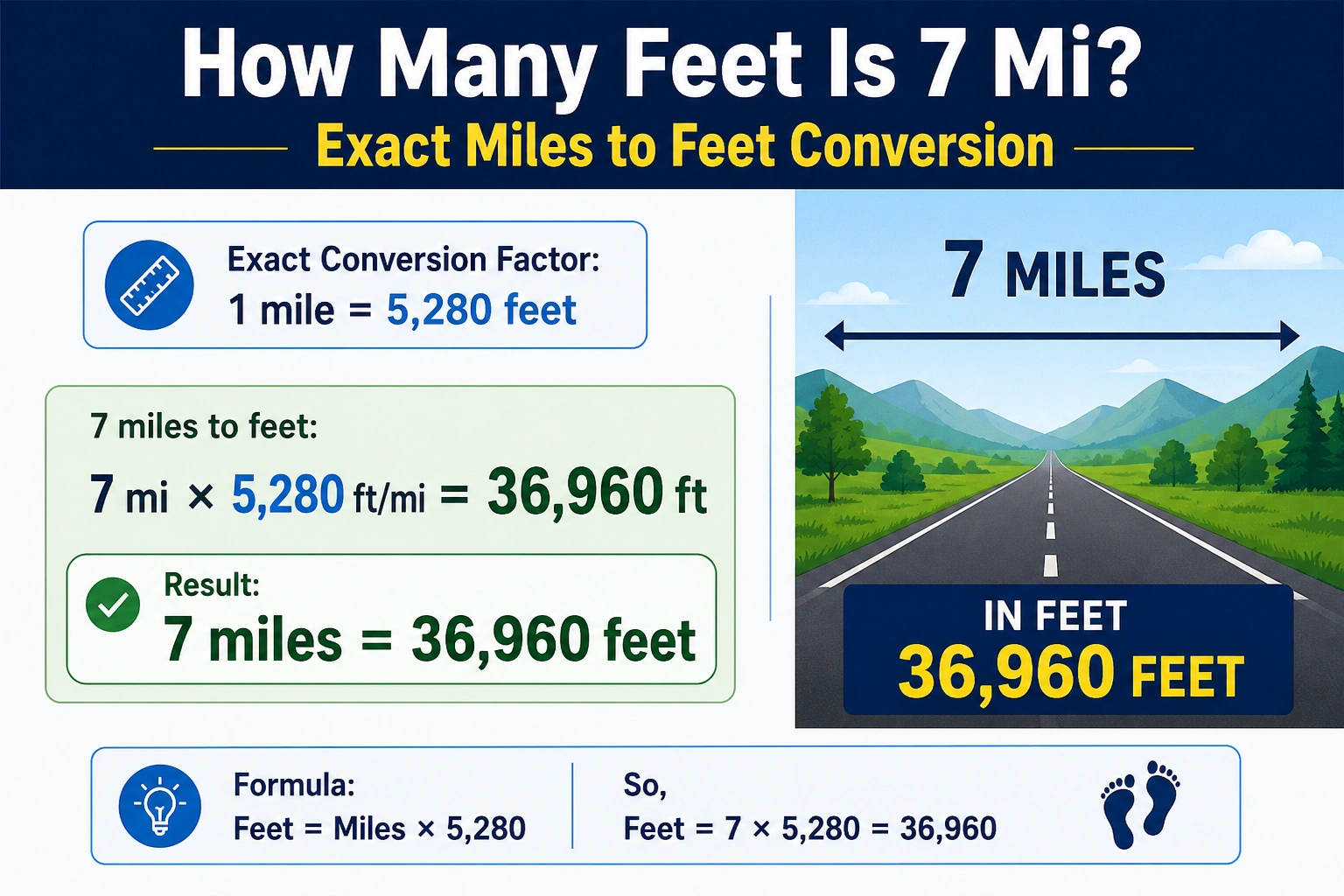 how many feet is 7 mi