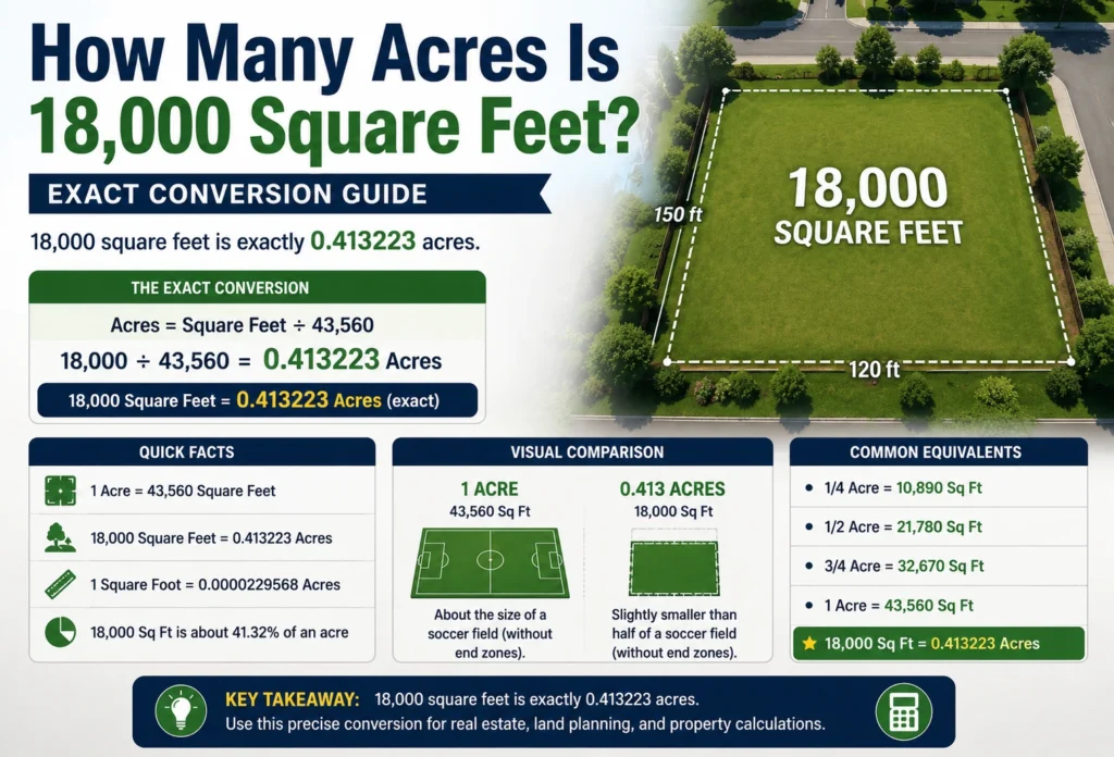how many acres is 18,000 square feet