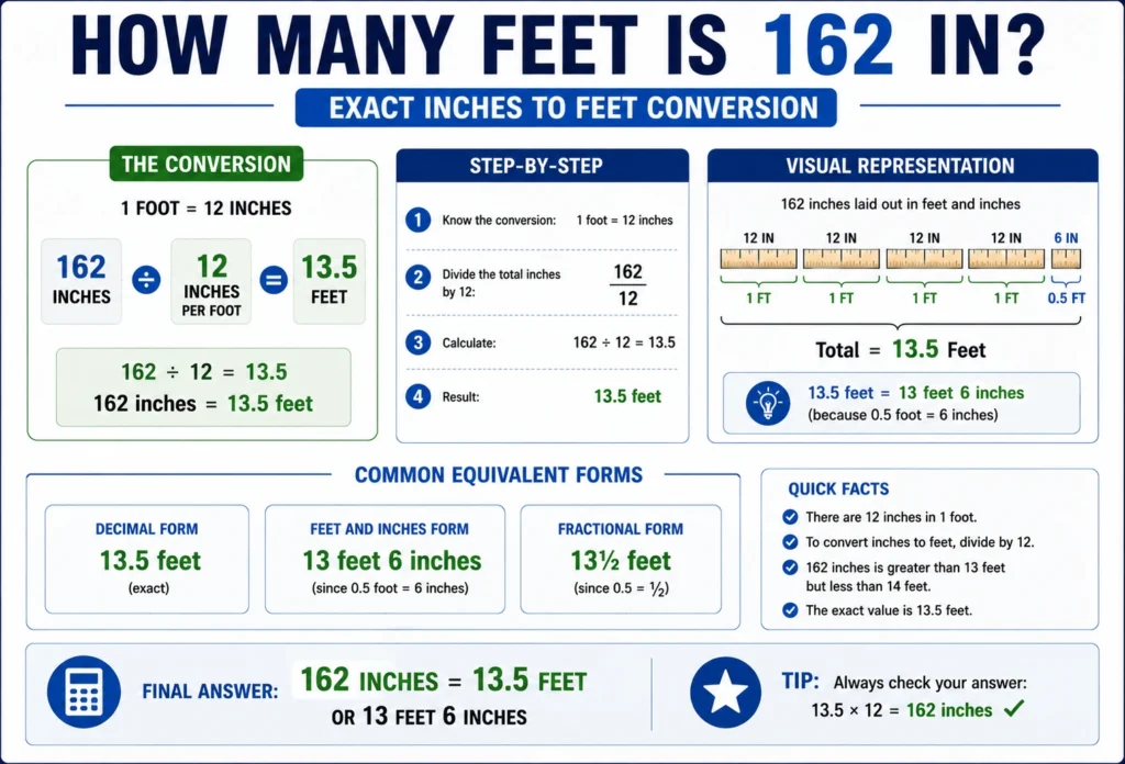 how many feet is 162 in