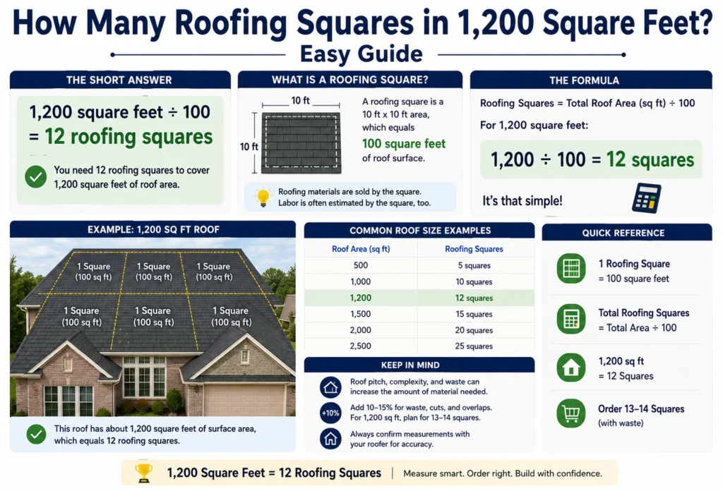 how many roofing squares in 1,200 square feet