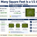 how many square feet is a 1/2 acre