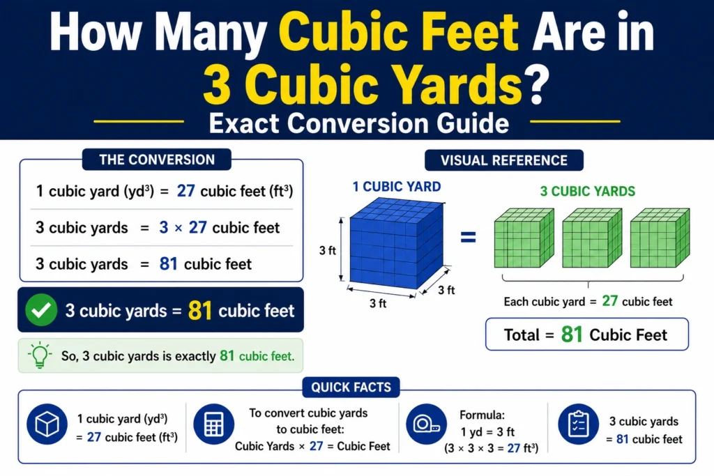 how many cubic feet are in 3 cubic yards?