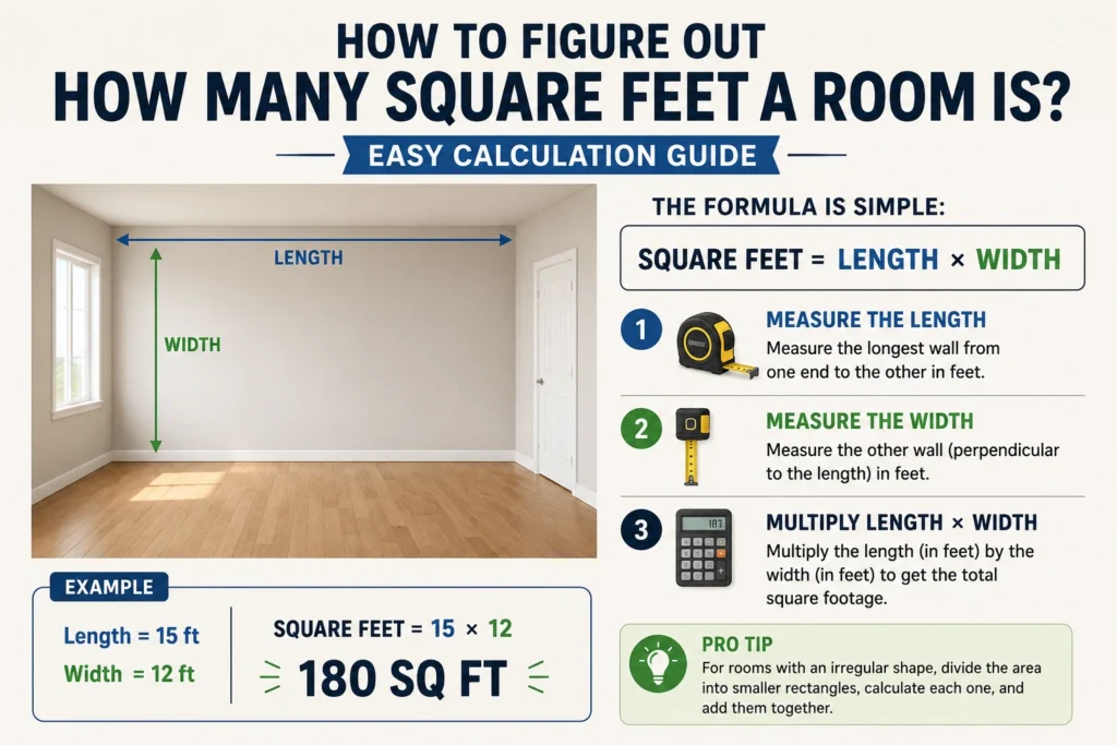 how to figure out how many square feet a room is