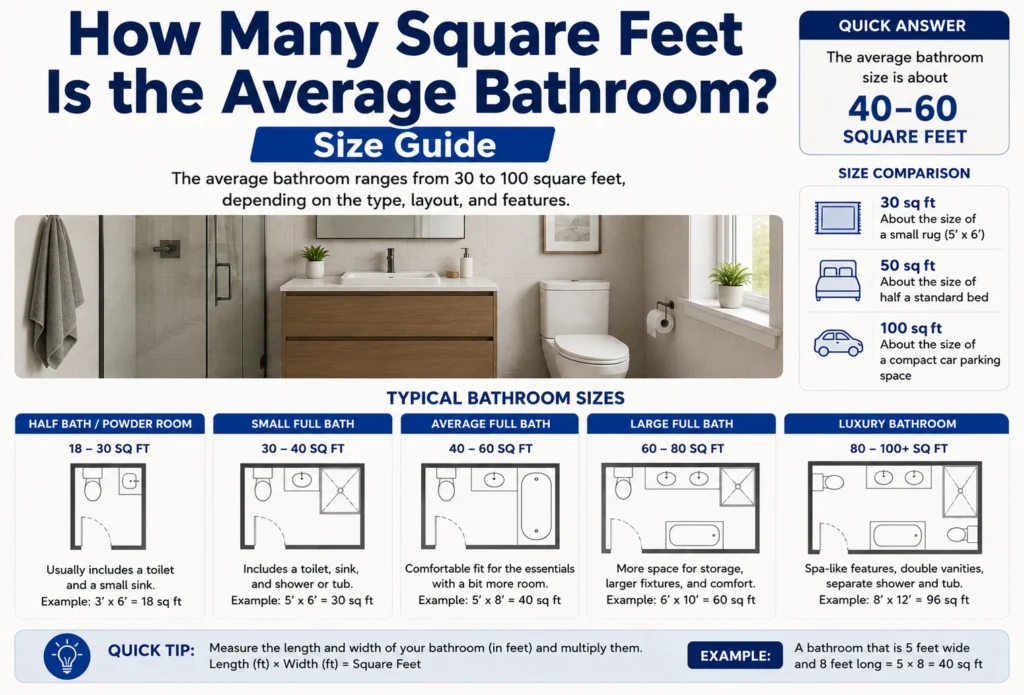 how many square feet is the average bathroom