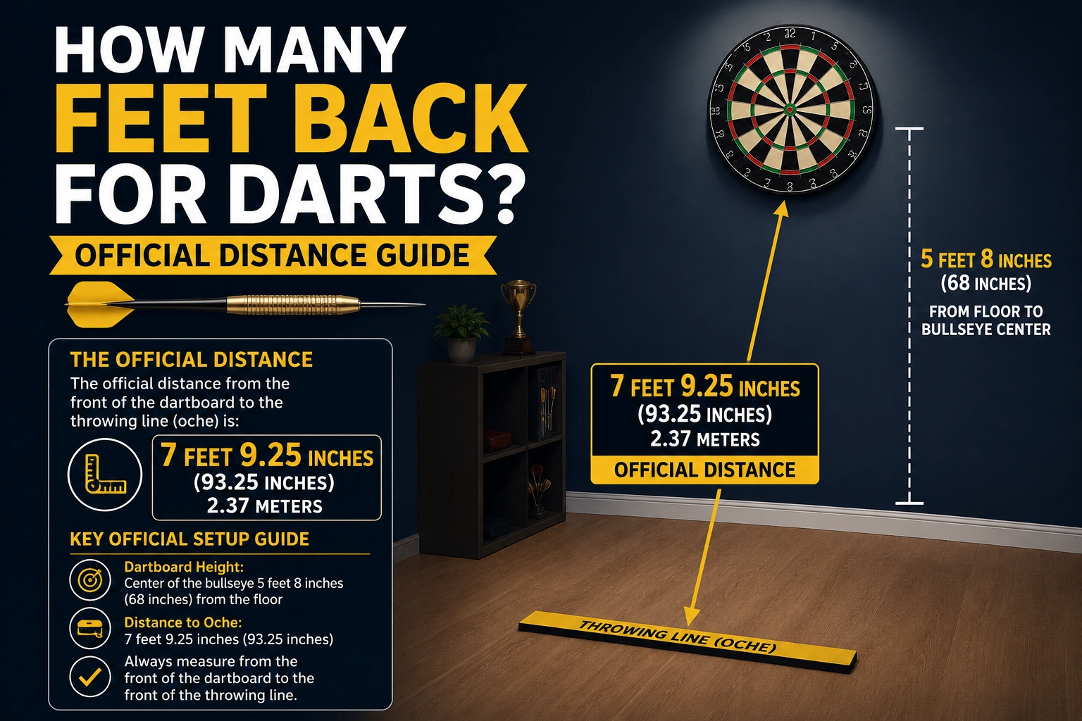 how many feet back for darts