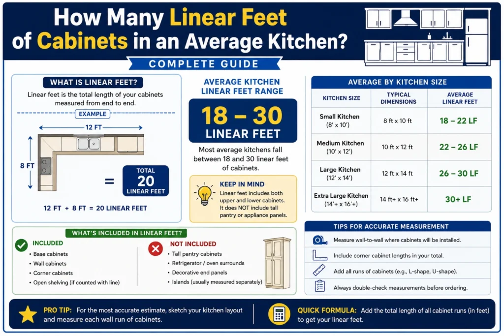 how many linear feet of cabinets are in an average kitchen