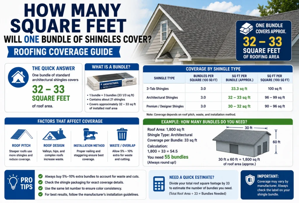 how many square feet will one bundle of shingles cover
