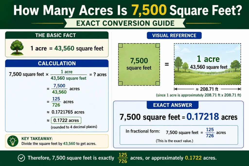 how many acres is 7,500 square feet