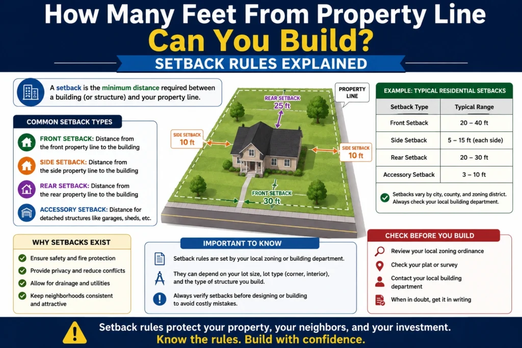 how many feet from a property line can you build