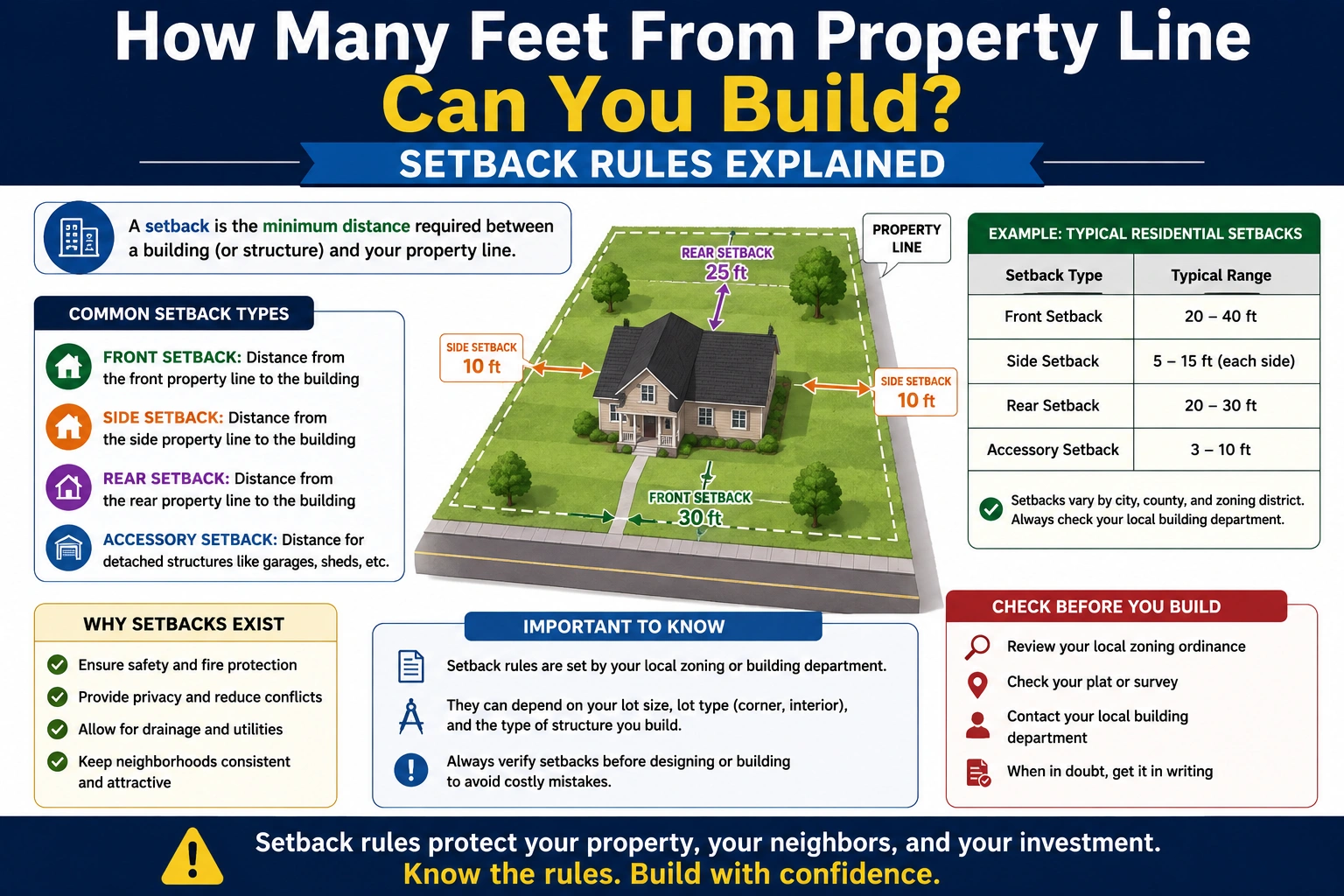 how many feet from a property line can you build