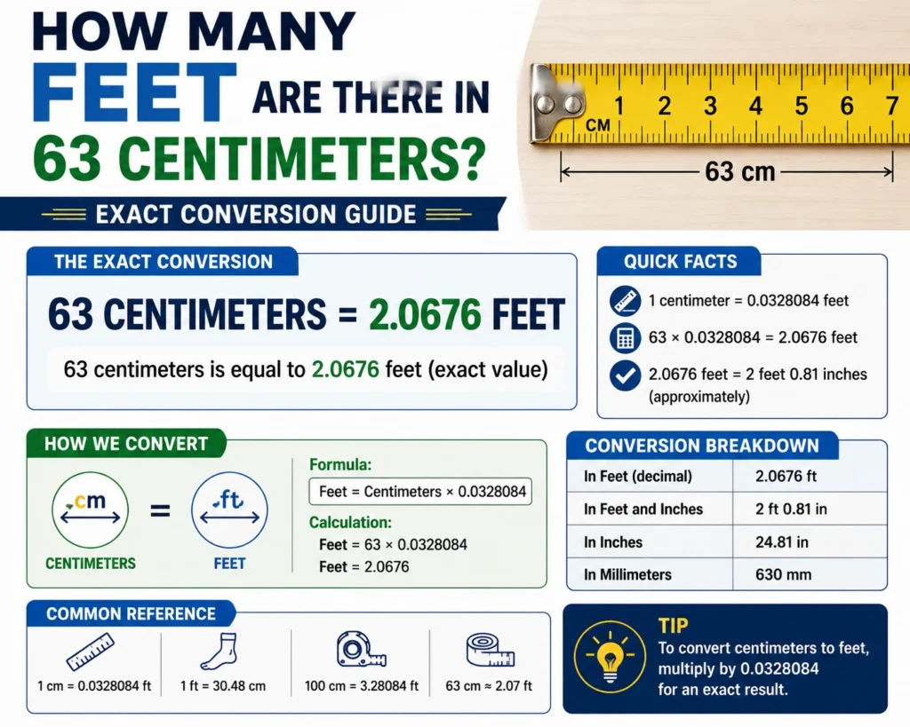 how many feet are there in 63 centimeters