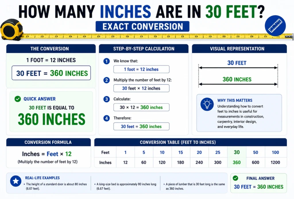 how many inches are in 30 feet