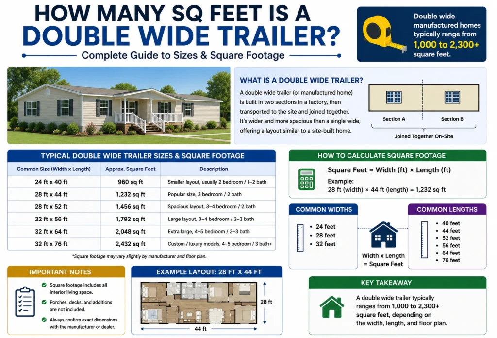 how many sq feet is a double wide trailer
